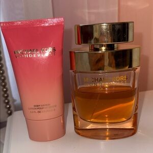 Michael Kors Wonderlust Pink and Gold Perfume Lotion Set